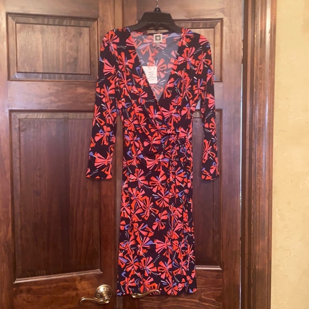 Anne Klein 3/4 Sleeve Faux Wrap dress NWT